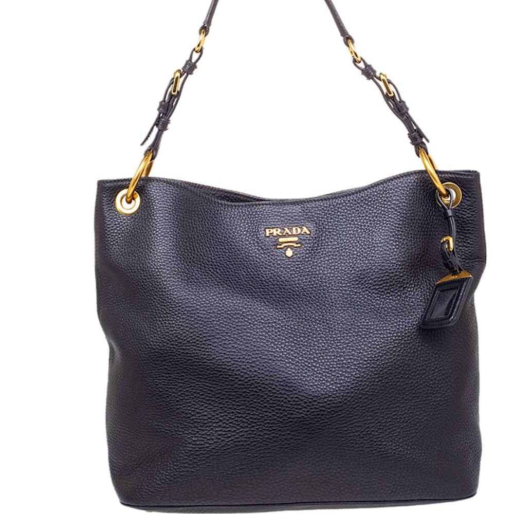 Authentic Prada Large Hobo Bag (Black Leather)